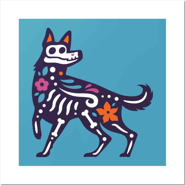 Colorful Day of the Dead Dog | Dia de los Muertos Perro Wall Art by SLAG_Creative